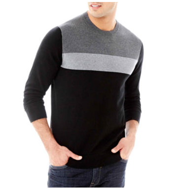 Claiborne® Colorblock Cotton-Cashmere Sweater